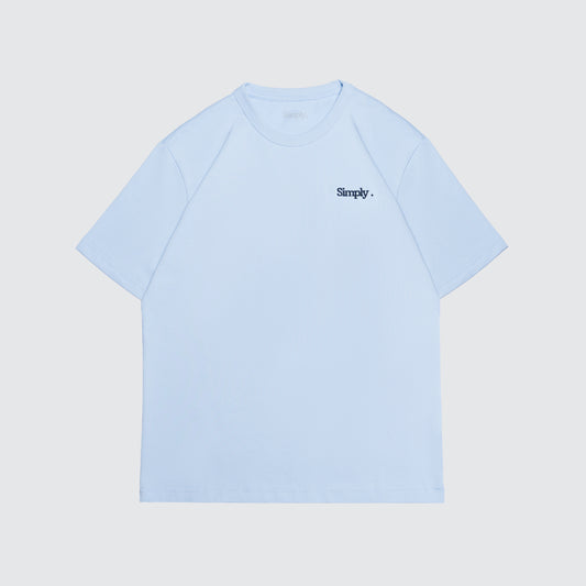 Simply . Women's Oversized Embroidery T Shirt (Sky Blue) [270gsm]