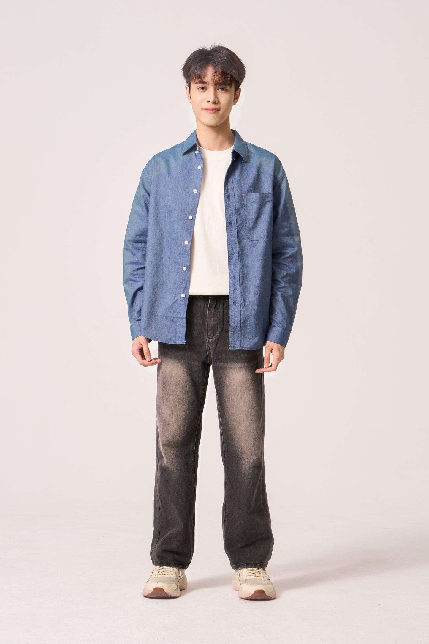 Simply . Men's Denim Jersey Outerwear (Blue)