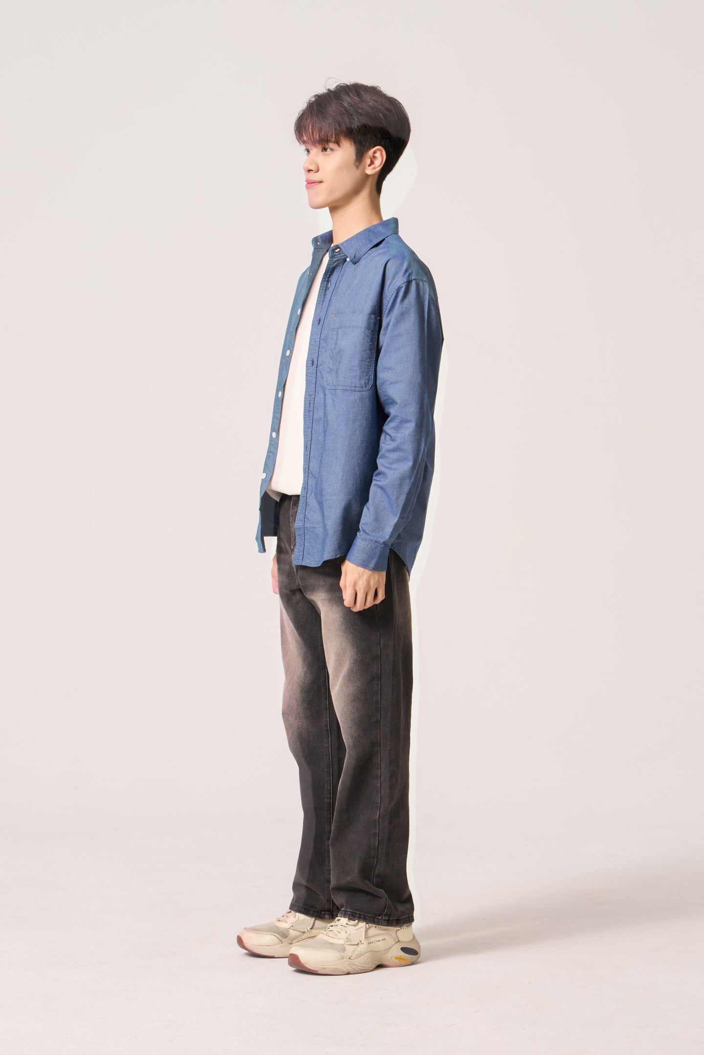 Simply . Men's Denim Jersey Outerwear (Blue)